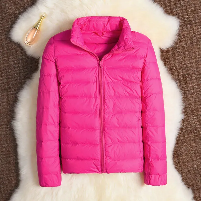 11 Colors Women Korean Slim Fit Stand Collar Puffer Jackets
