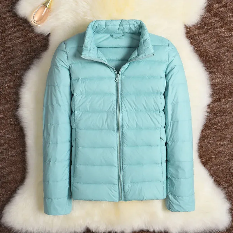 11 Colors Women Korean Slim Fit Stand Collar Puffer Jackets