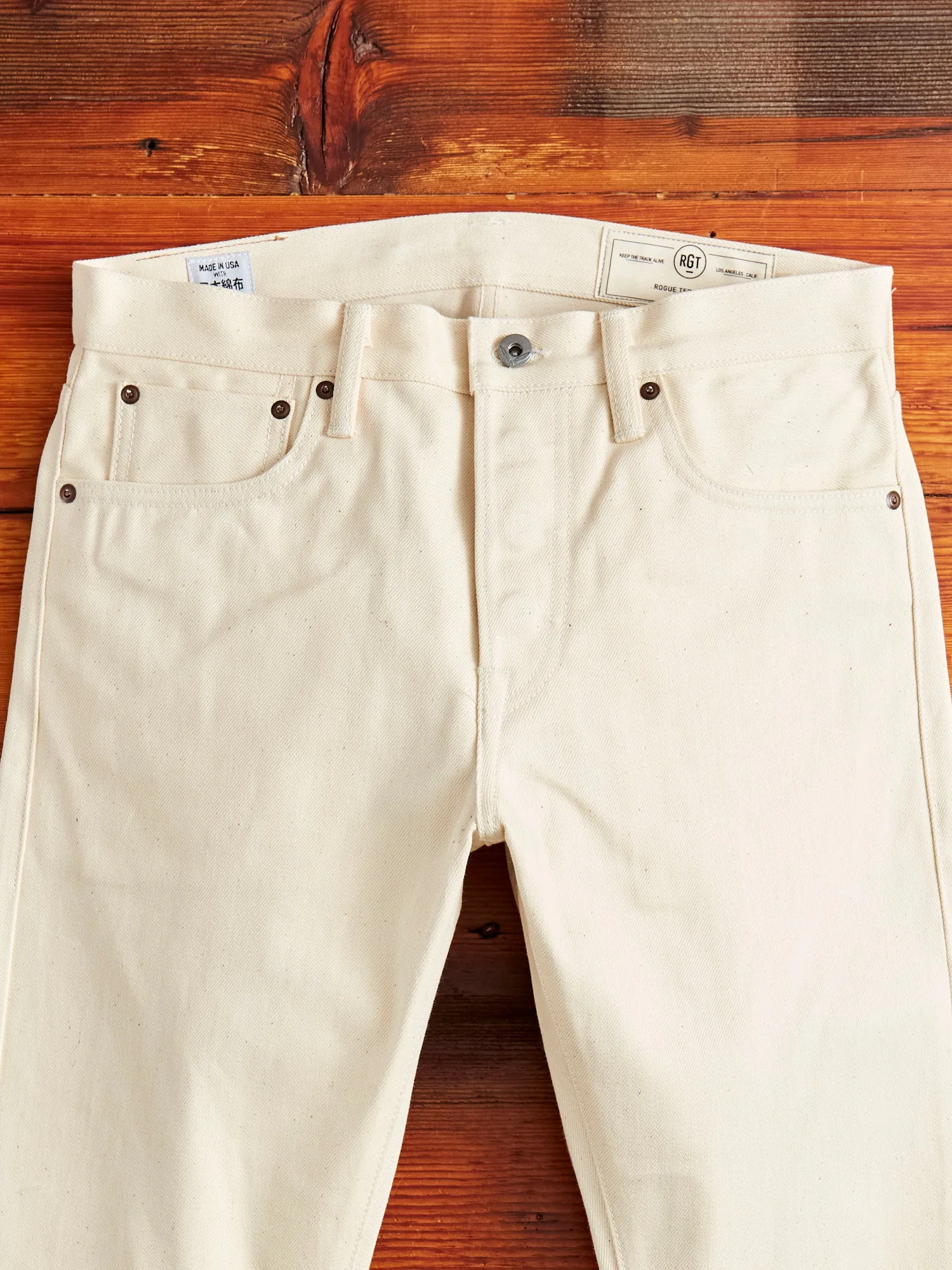 14oz Ecru Selvedge Denim in Silveridge