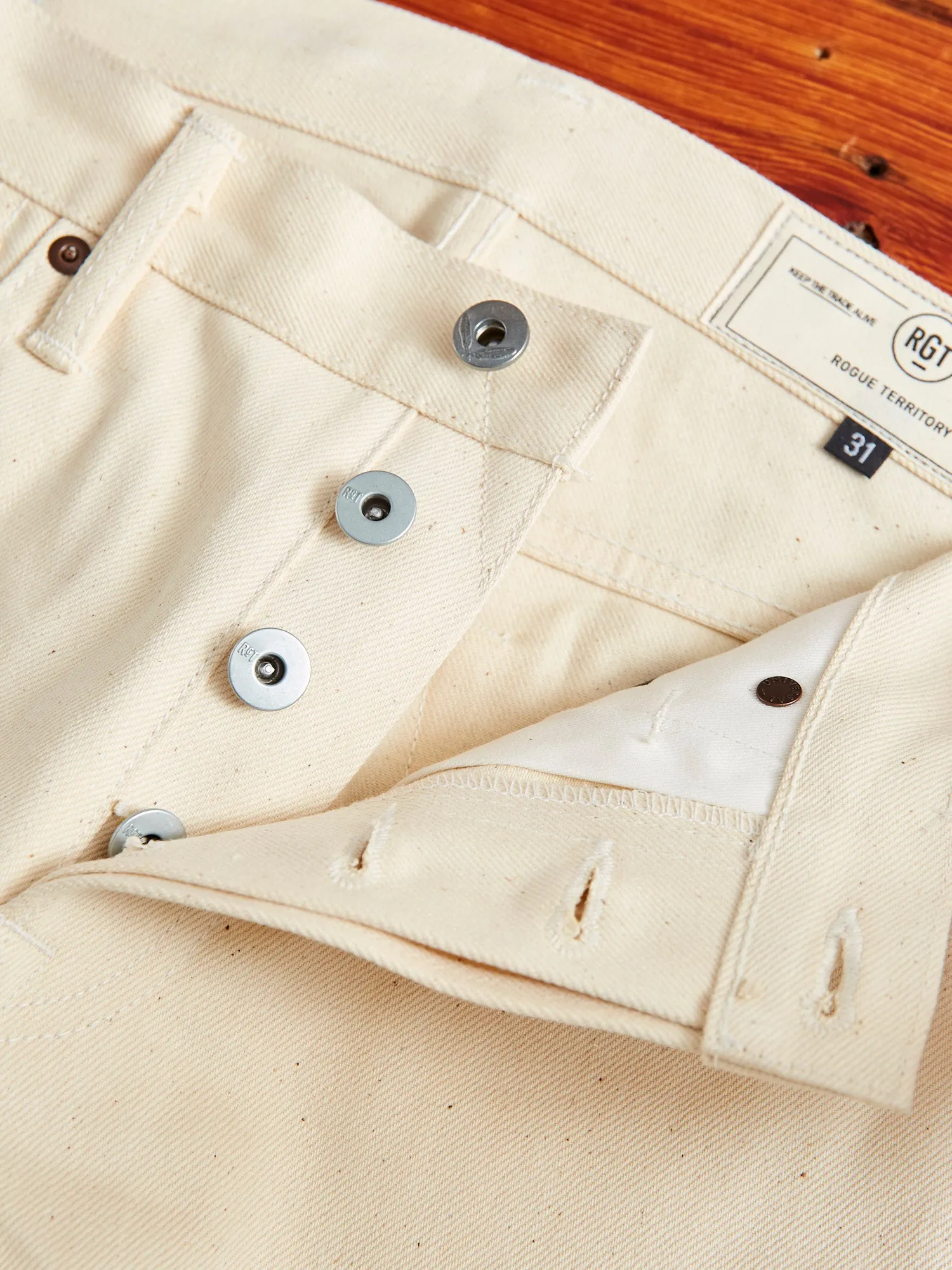 14oz Ecru Selvedge Denim in Silveridge