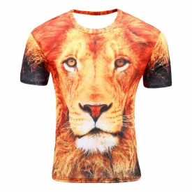 2017 best-selling brand fashion 3 d animal T-shirt lion/lizard/water droplets 3 d compression printing short sleeve T-shirt