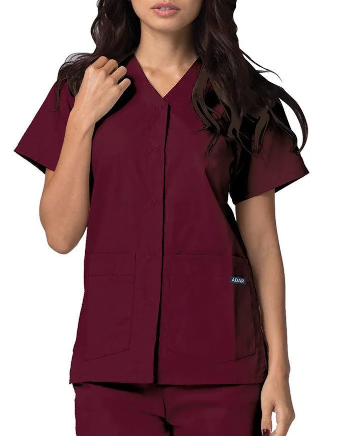Adar 27.5 Inch Women's Snap-Front Nursing Scrub Top