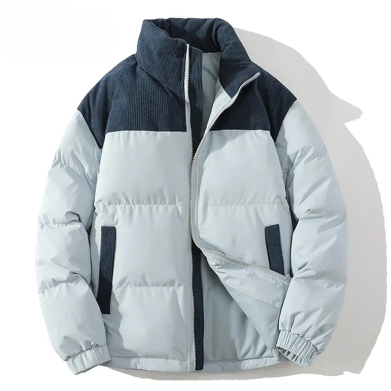 Aidase mens outfits Winter Parkas Jacket Men Women Solid Patchwork Parkas Coat Loose Warm Thick Couple Jacket Korean Outwear Male Unisex Pink Green