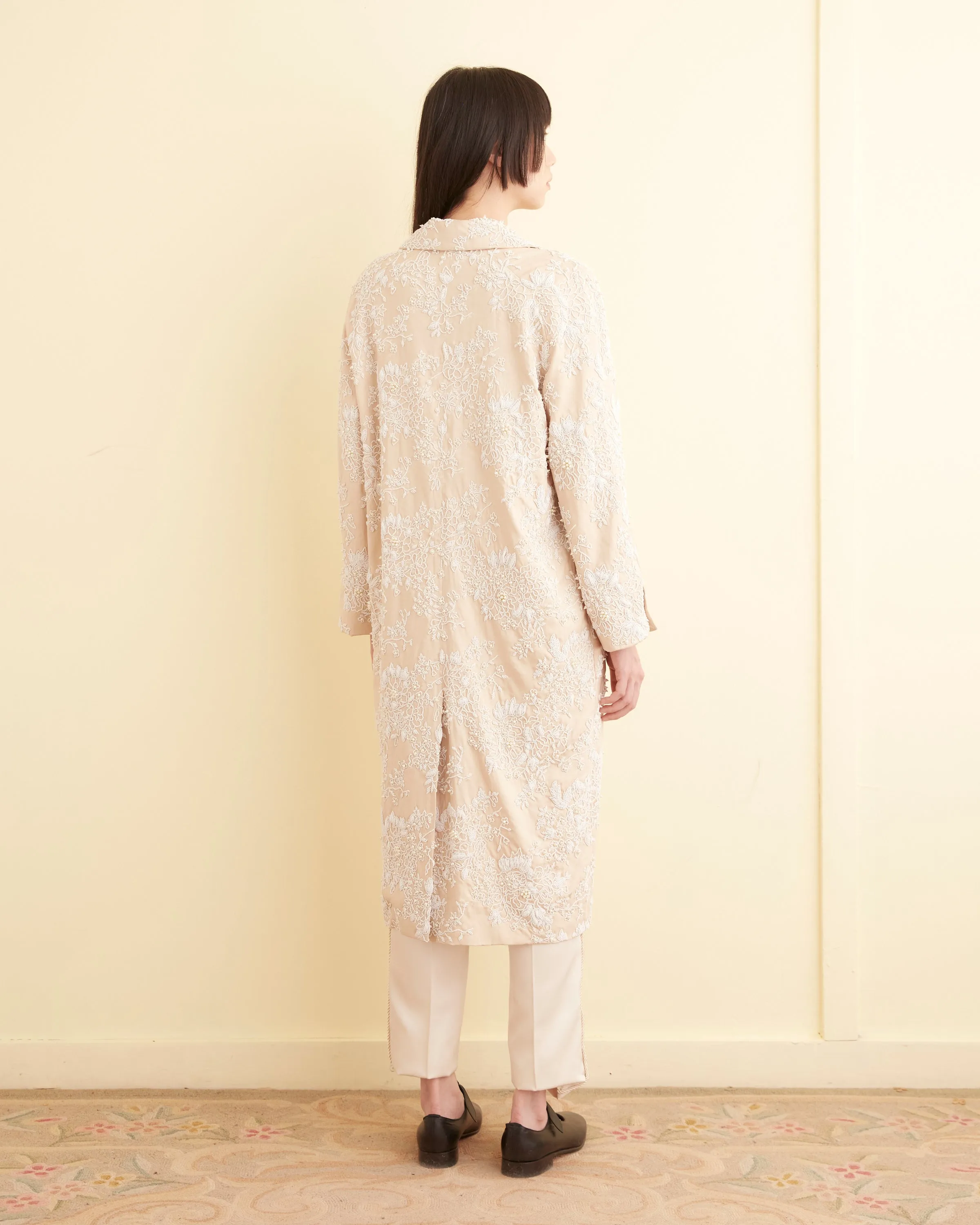 Beaded Perennial Jacquard Coat