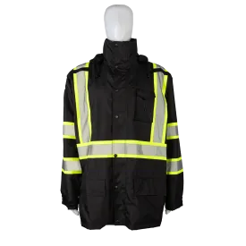 BKPJLW-LG Black with Lime Contrast Binding Waterproof Light Weight Rain Parka Jacket