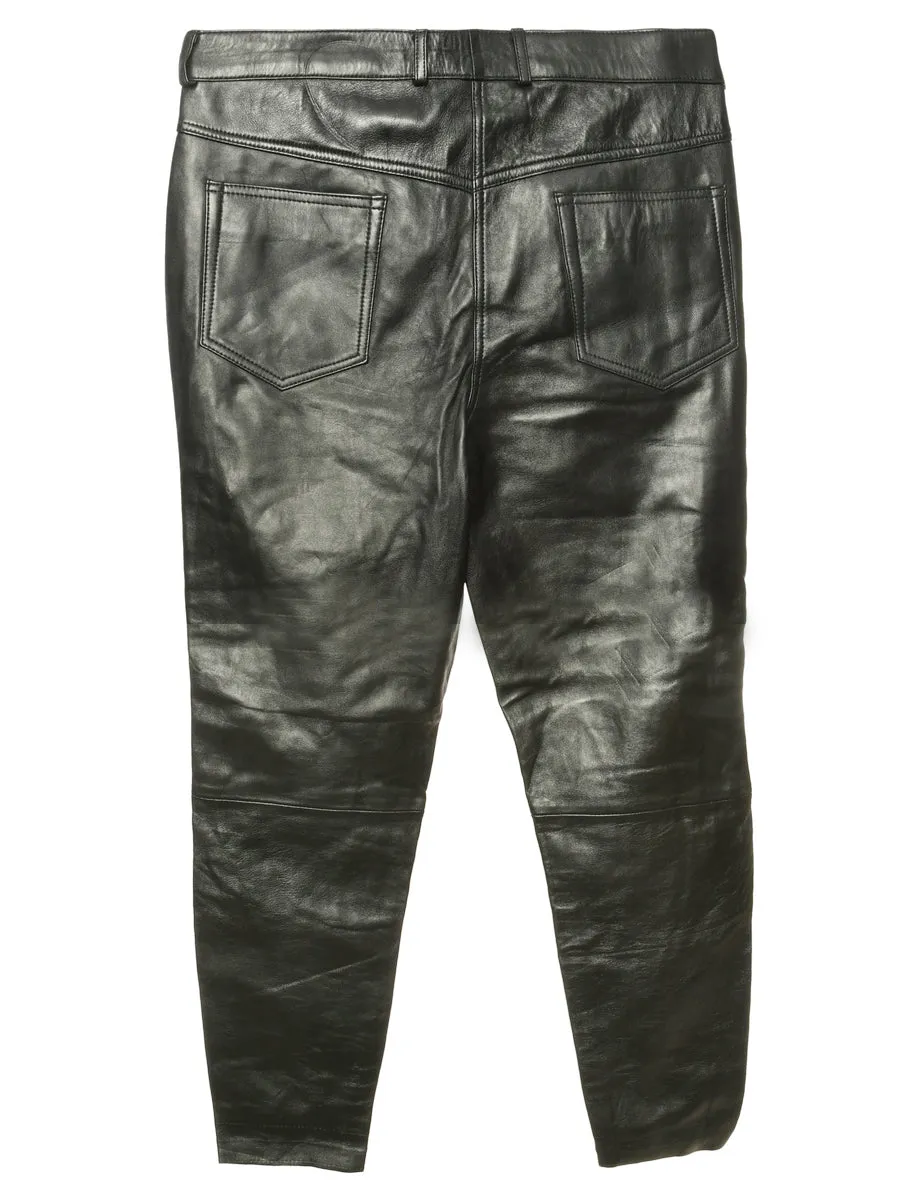 Black Leather Trousers - W34 L28