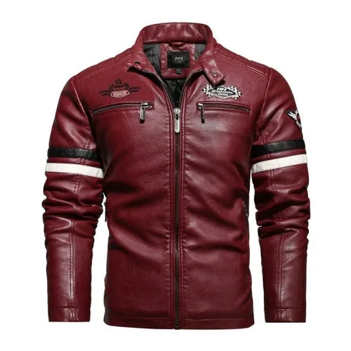 Casual Motor Spliced Leather Jacket Men New Vogue Biker