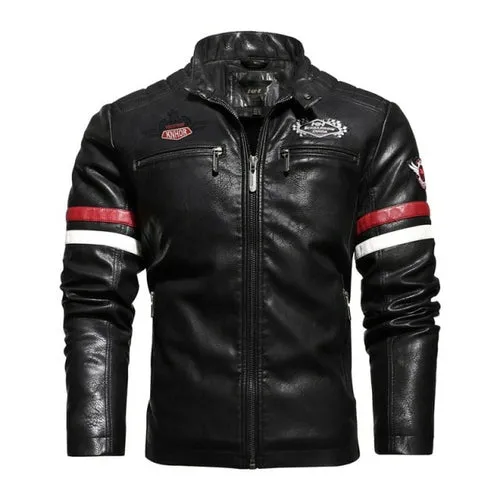 Casual Motor Spliced Leather Jacket Men New Vogue Biker