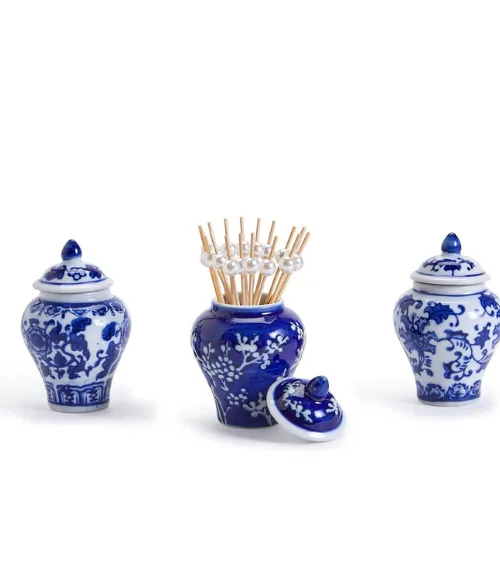 Chinoiserie Mini Ginger Jar with Picks
