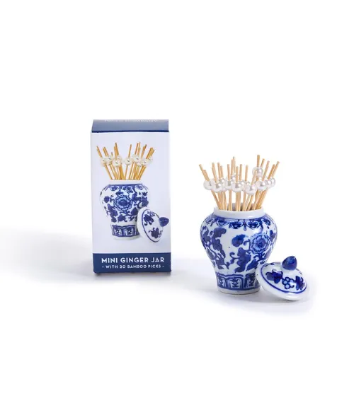 Chinoiserie Mini Ginger Jar with Picks