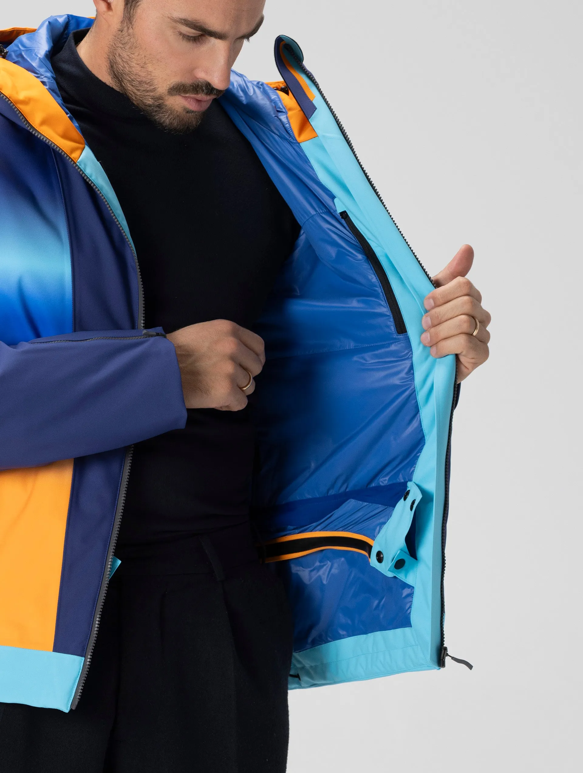 COLMAR JACKET IN BLU ORANGE AND YELLOW