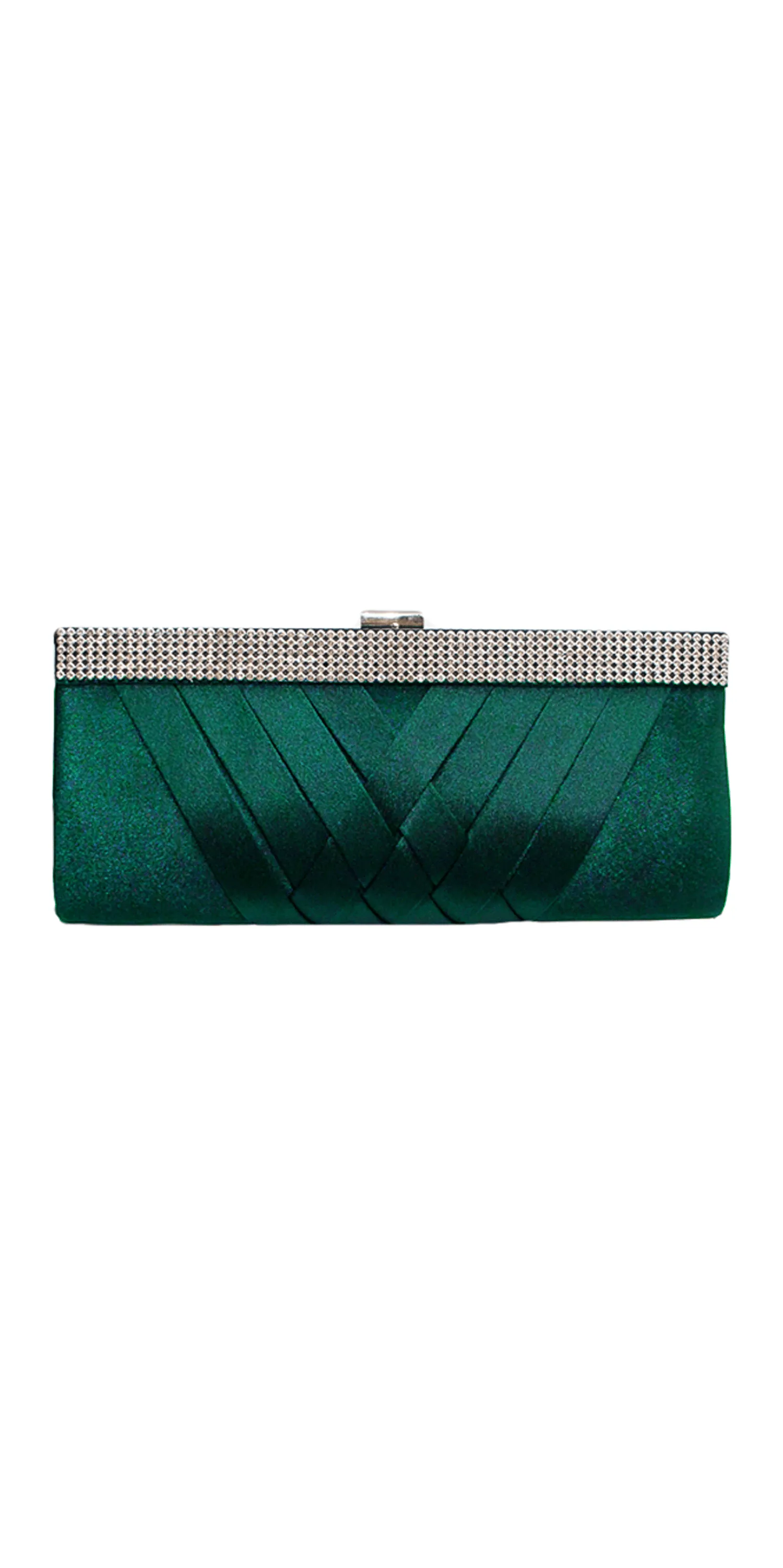 Crossover Satin Rhinestone Top Closure Handbag