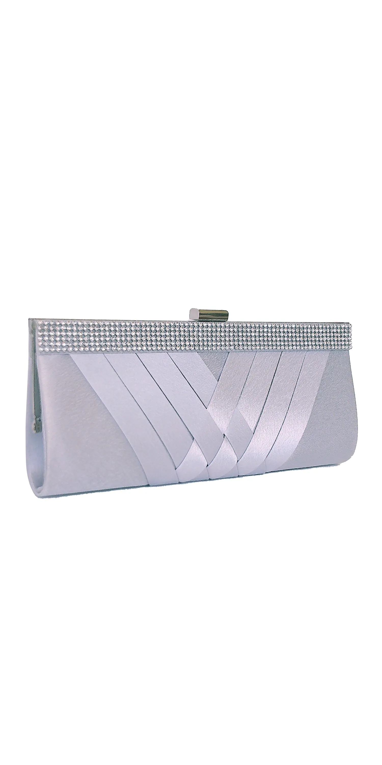 Crossover Satin Rhinestone Top Closure Handbag