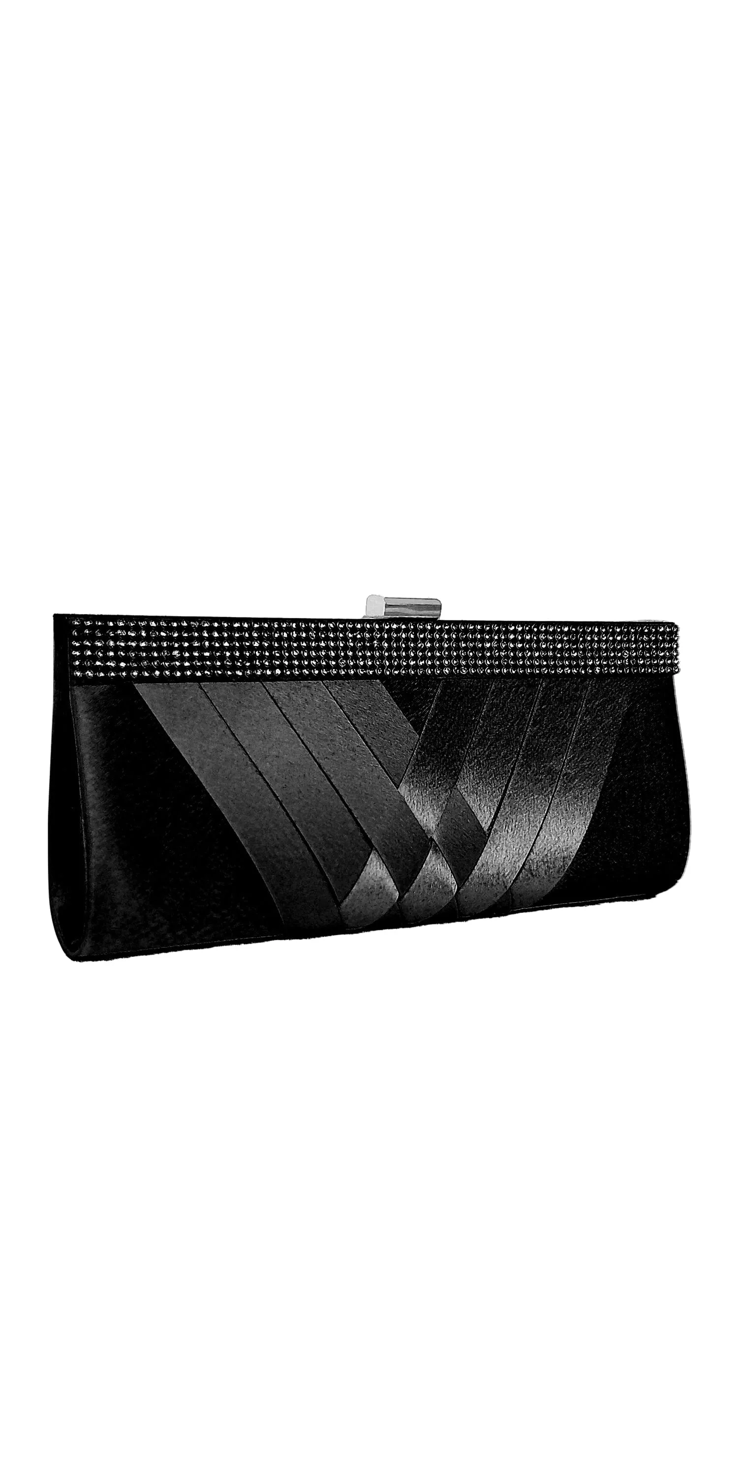 Crossover Satin Rhinestone Top Closure Handbag