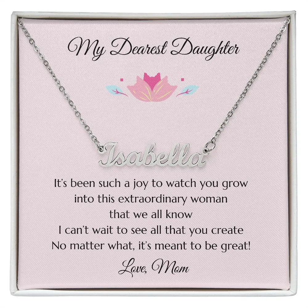 Daughter Custom Personalized Minimalist Name Necklace from Mom with Joy Message