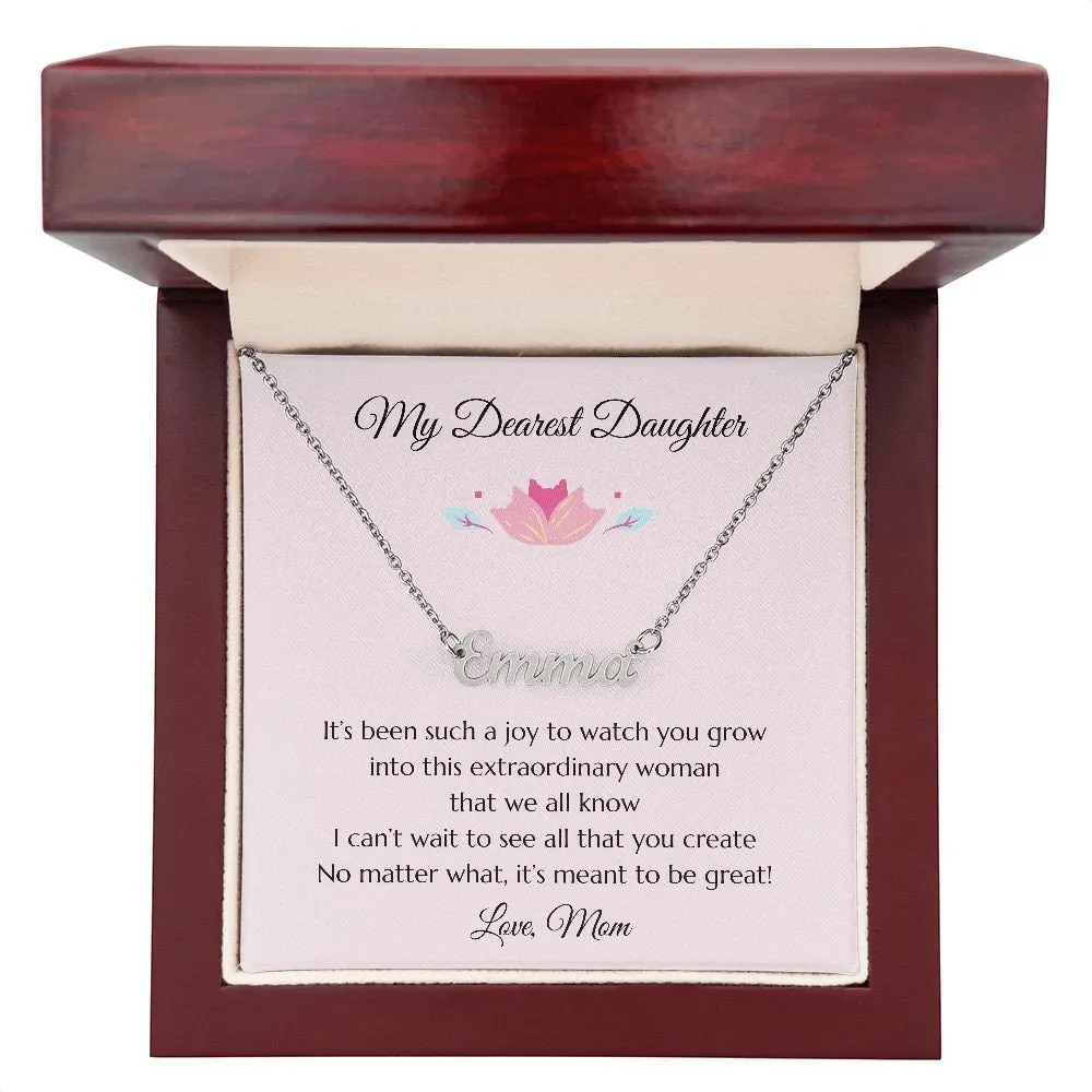 Daughter Custom Personalized Minimalist Name Necklace from Mom with Joy Message