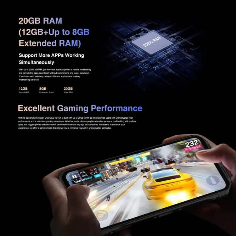 DOOGEE V31GT – Rugged 5G Smartphone with Thermal Imaging, 10800mAh Battery, 6.58" Display, Android 13, Side Fingerprint, OTG, NFC, Google Pay Support