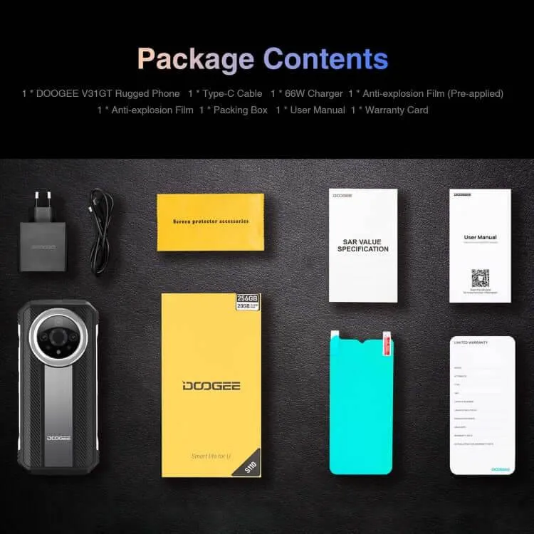 DOOGEE V31GT – Rugged 5G Smartphone with Thermal Imaging, 10800mAh Battery, 6.58" Display, Android 13, Side Fingerprint, OTG, NFC, Google Pay Support