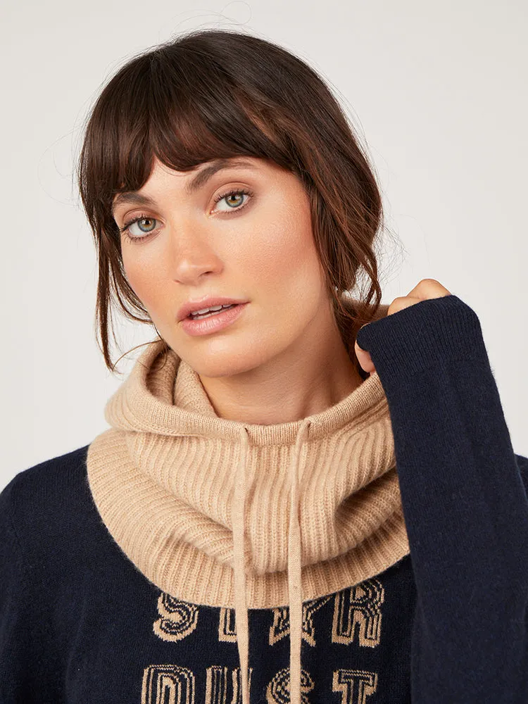 Ellen Camel Marl Cashmere Rib Hood