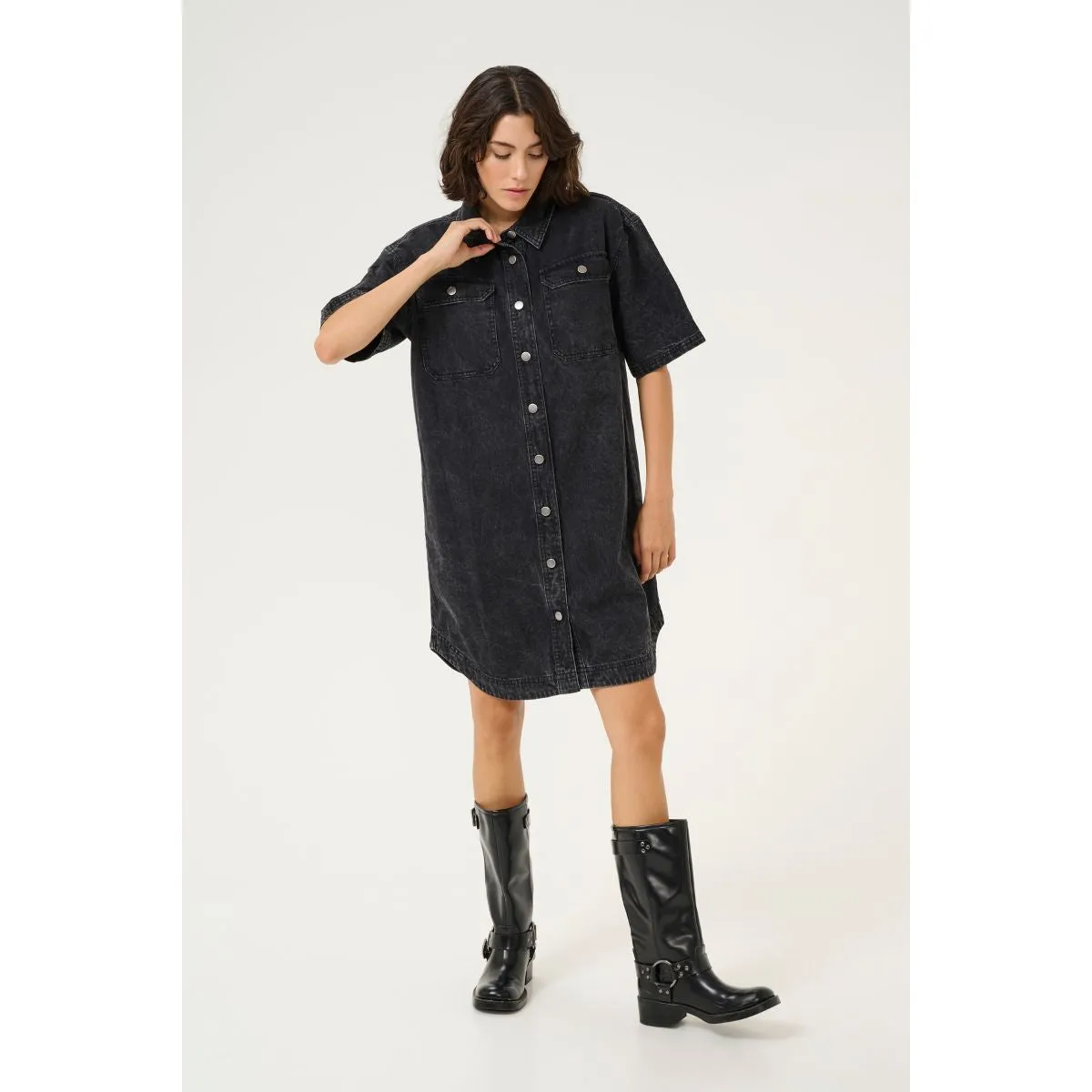 Emma Denim Shirt Dress Medium Grey Denim