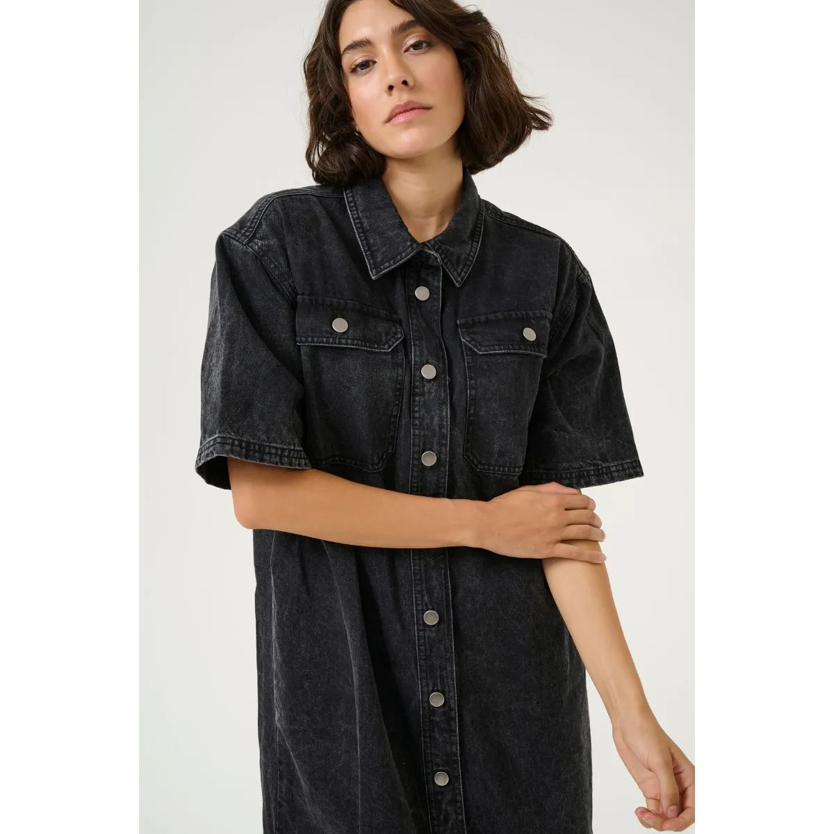 Emma Denim Shirt Dress Medium Grey Denim
