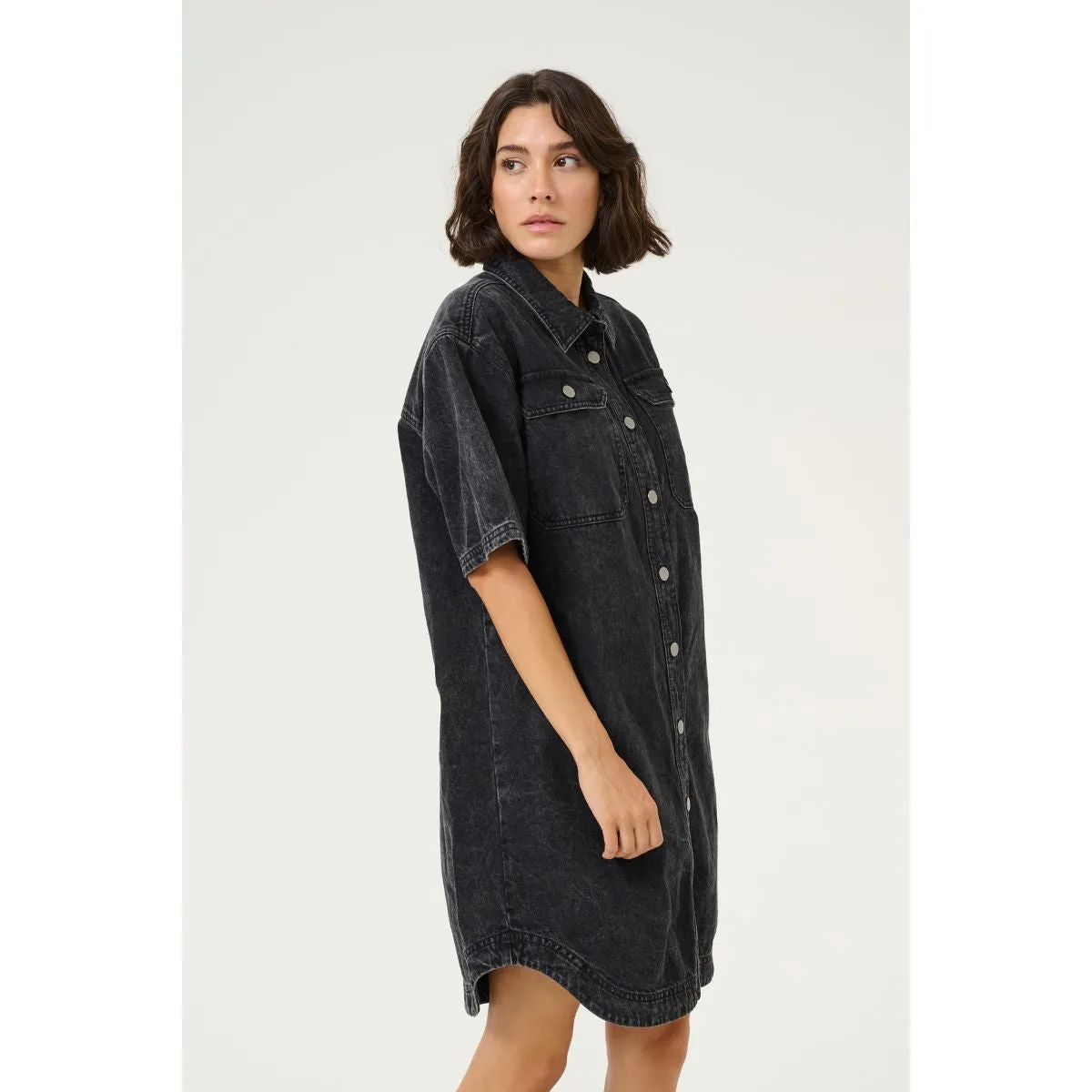 Emma Denim Shirt Dress Medium Grey Denim