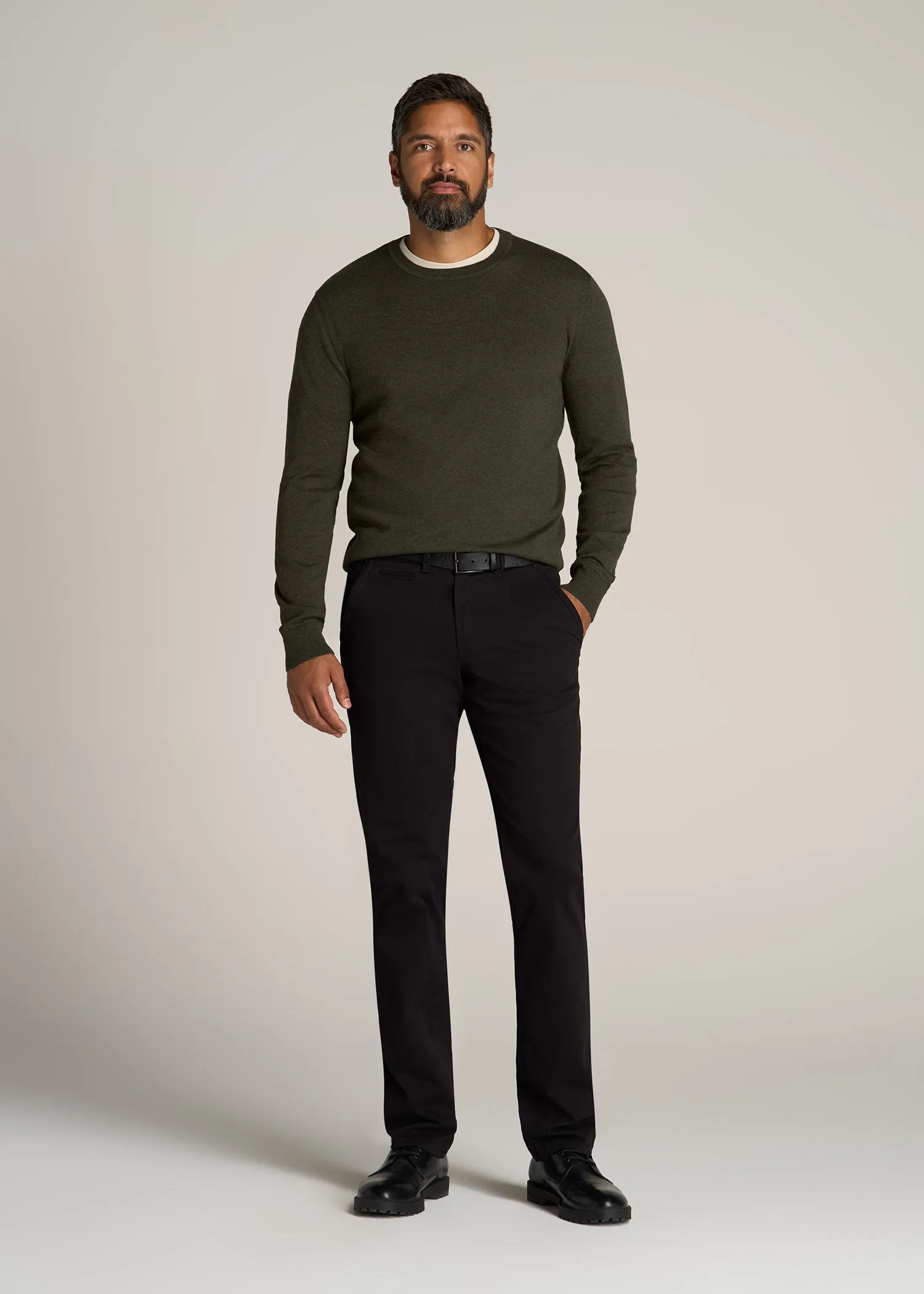 Everyday Crewneck Tall Men's Sweater in Dark Olive Green