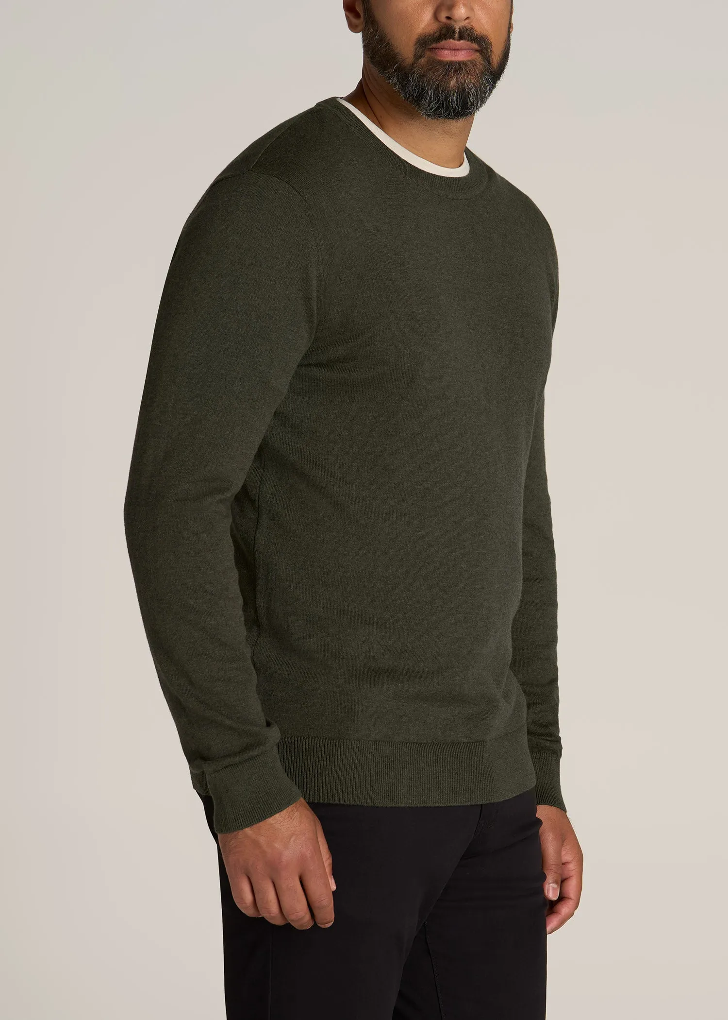 Everyday Crewneck Tall Men's Sweater in Dark Olive Green