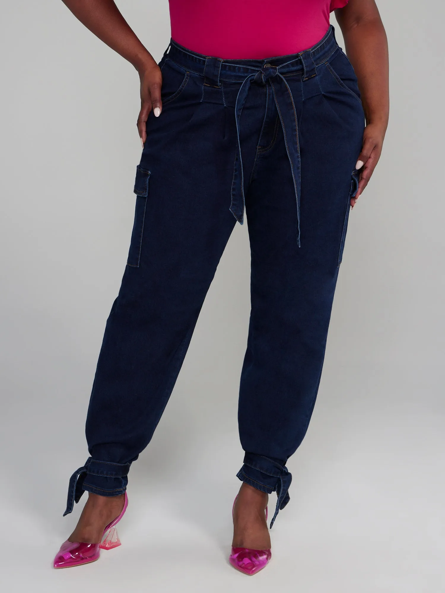 Fashion To Figure - High Rise Jogger Style Cargo Jeans