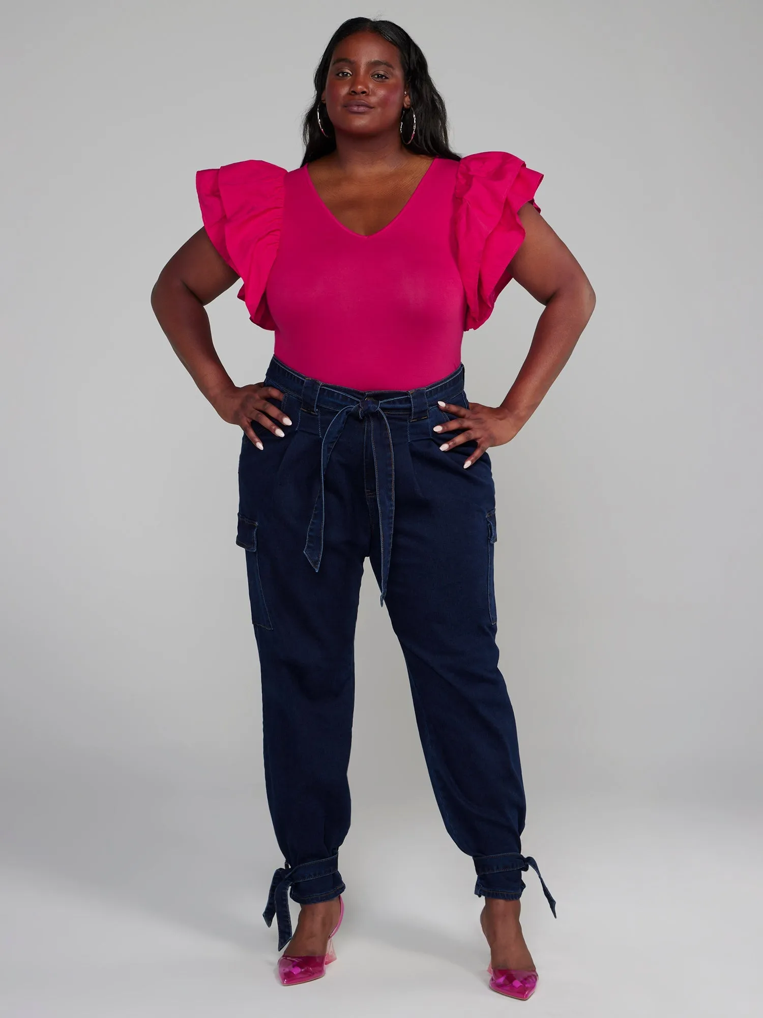 Fashion To Figure - High Rise Jogger Style Cargo Jeans