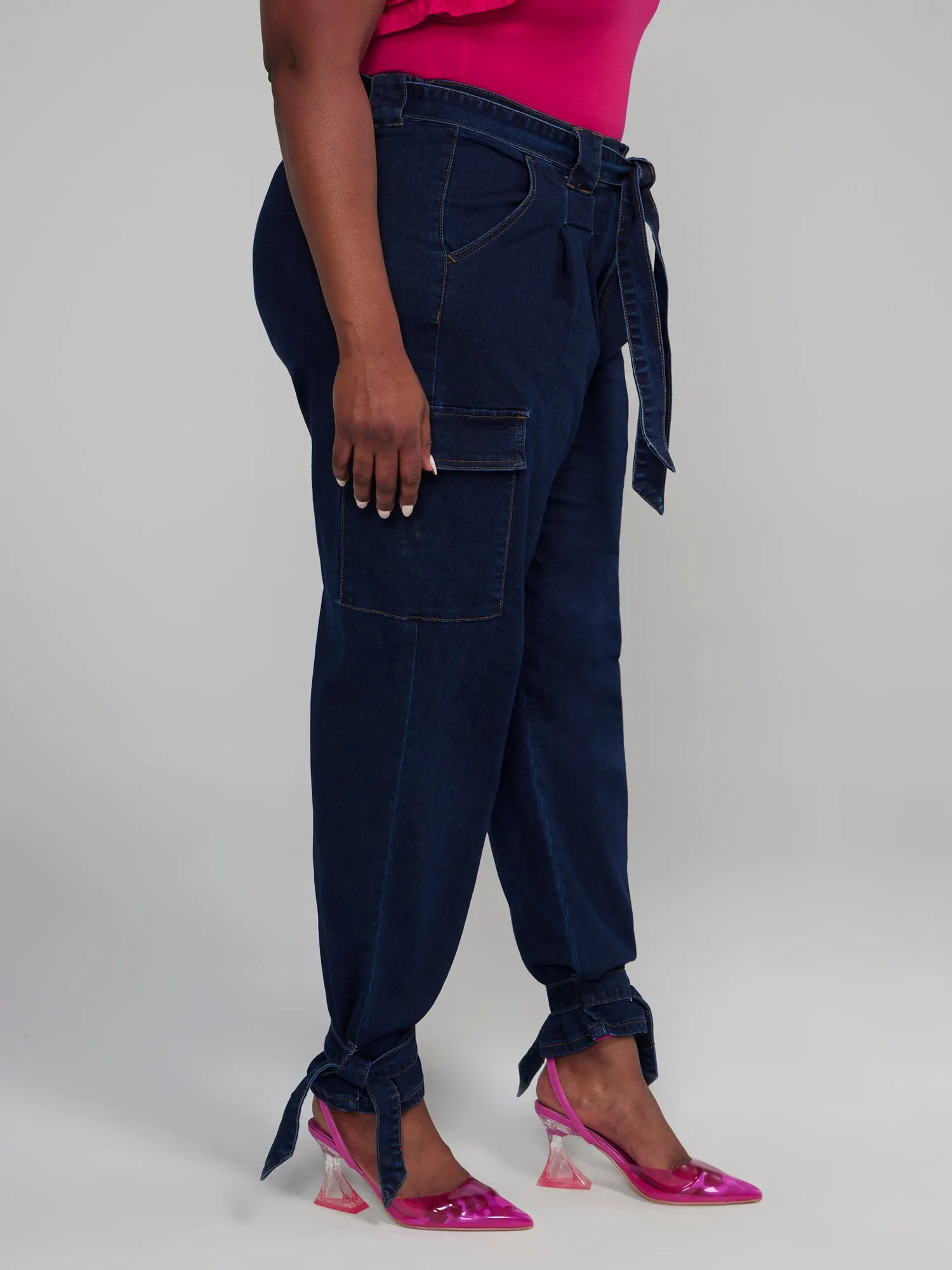 Fashion To Figure - High Rise Jogger Style Cargo Jeans