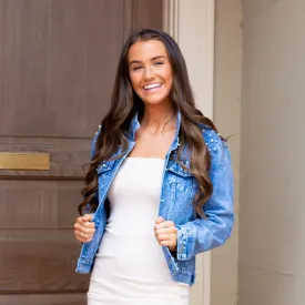 Faux Pearl Denim Jacket