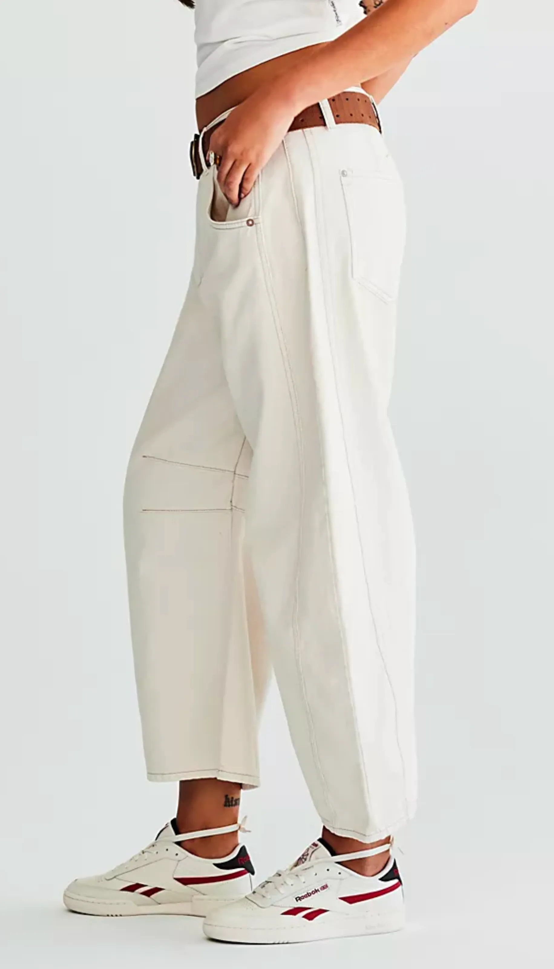 Good Luck Mid-Rise Barrel Jeans - Milk