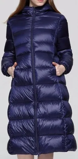 Hooded Puffer Down Coat, Blue