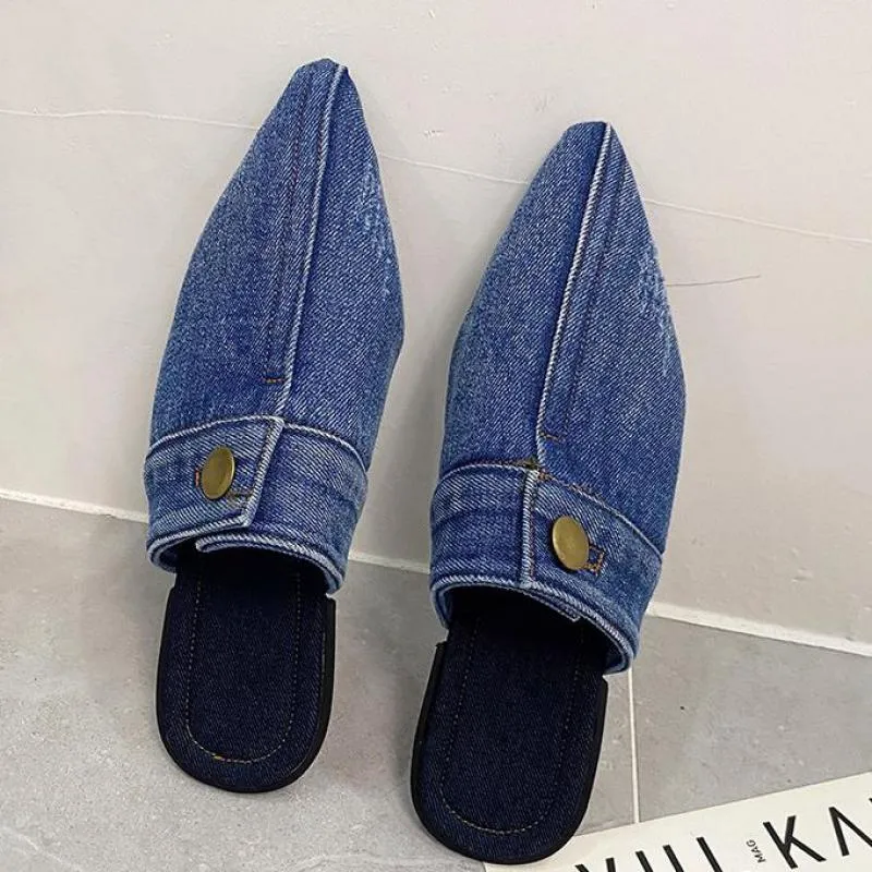 Irma Pointed Toe Denim Slippers - 3 Colors