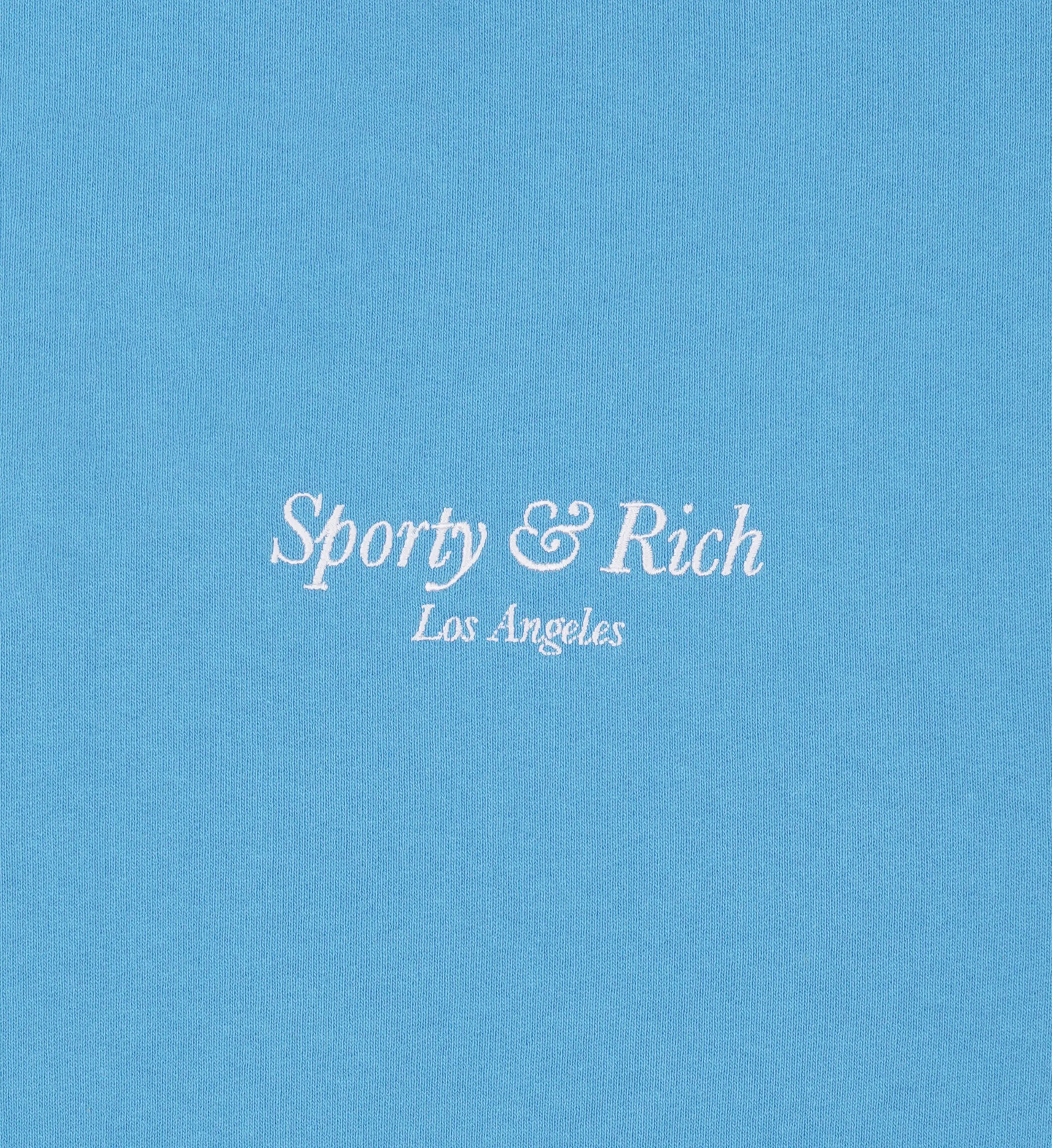 Italic Logo V-Neck Sweater - Malibu Blue/White