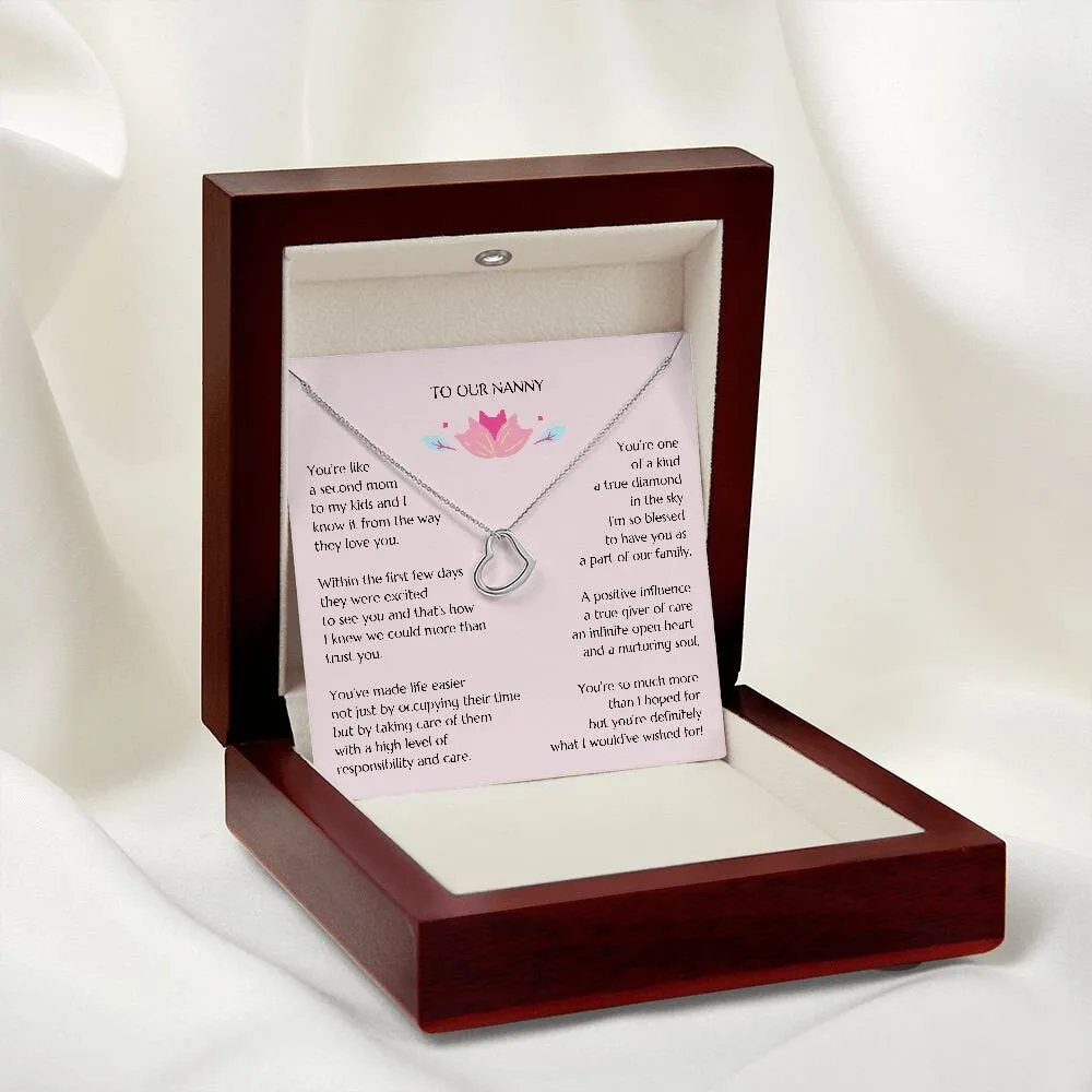 Nanny Heart Necklace, Babysitter Thank You Gift, Nanny Necklace, Gift for Nanny, Thank You Nanny, Nanny Thanks, Love Gift, Babysitter Gift