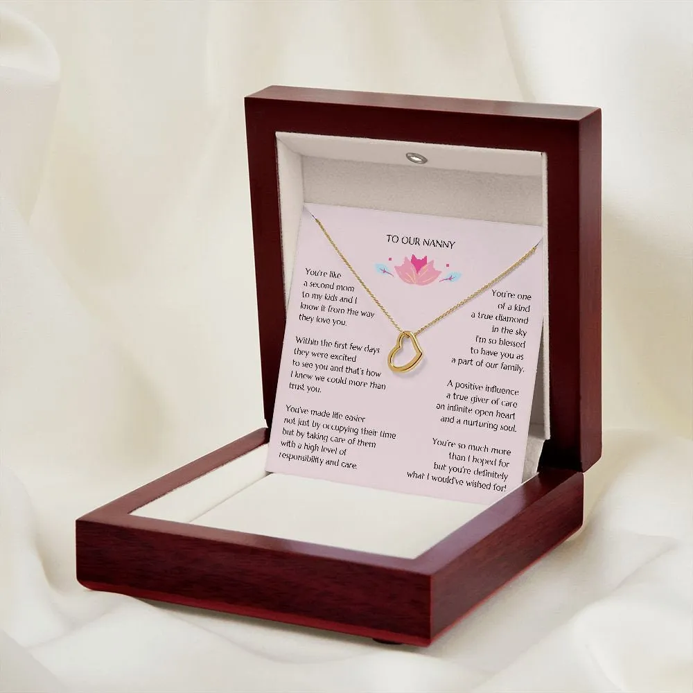 Nanny Heart Necklace, Babysitter Thank You Gift, Nanny Necklace, Gift for Nanny, Thank You Nanny, Nanny Thanks, Love Gift, Babysitter Gift