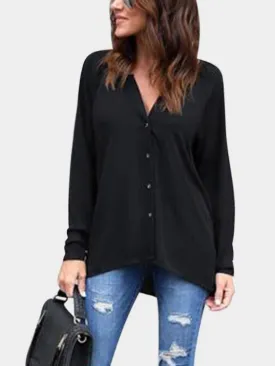 OEM ODM Plain Long Sleeve Black Blouse