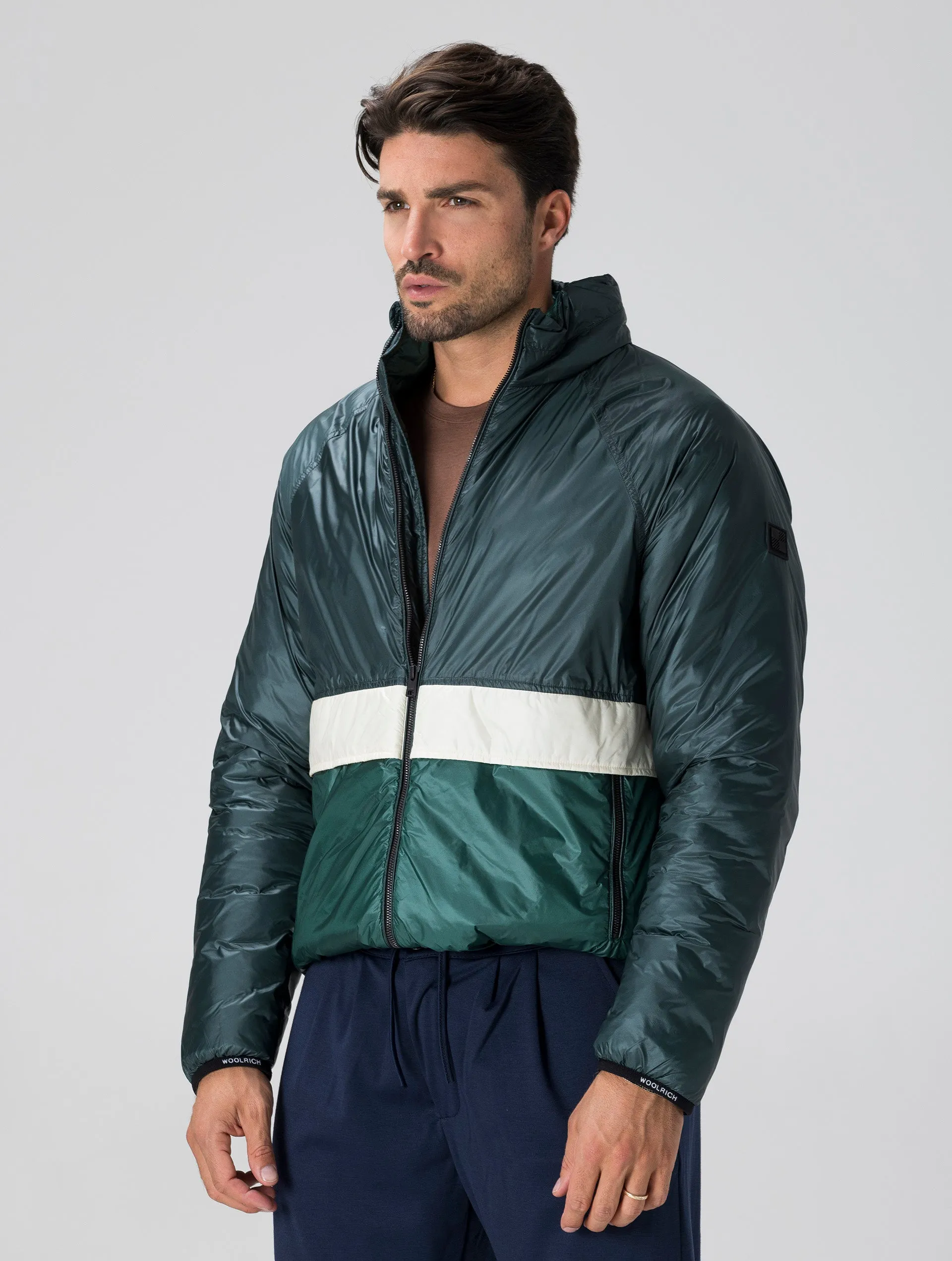 PACK-IT DOWN JACKET IN WHITE AND GREEN
