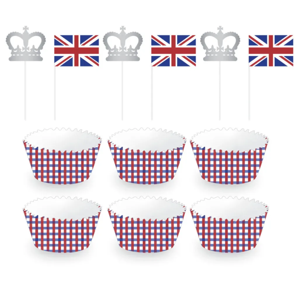 Patriotic British Cupcake Cases and Picks Set