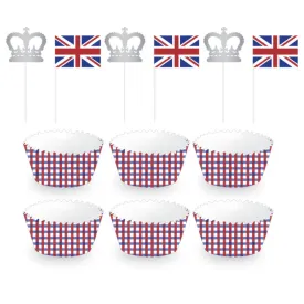Patriotic British Cupcake Cases and Picks Set
