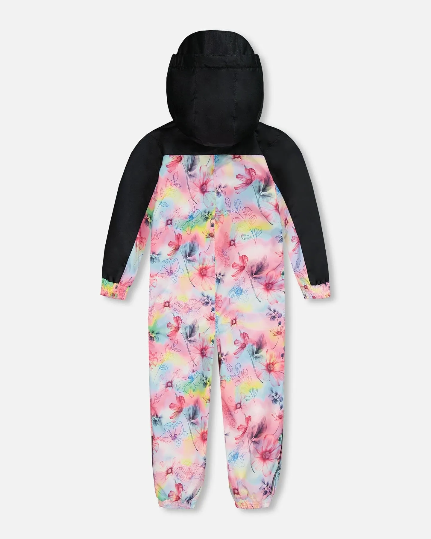 Printed Mid-Season One-Piece Outerwear Butterflies On Multicolored And Black Background