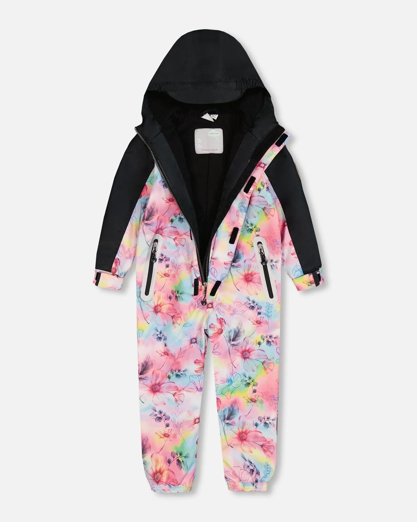 Printed Mid-Season One-Piece Outerwear Butterflies On Multicolored And Black Background