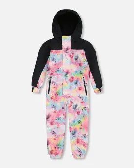 Printed Mid-Season One-Piece Outerwear Butterflies On Multicolored And Black Background