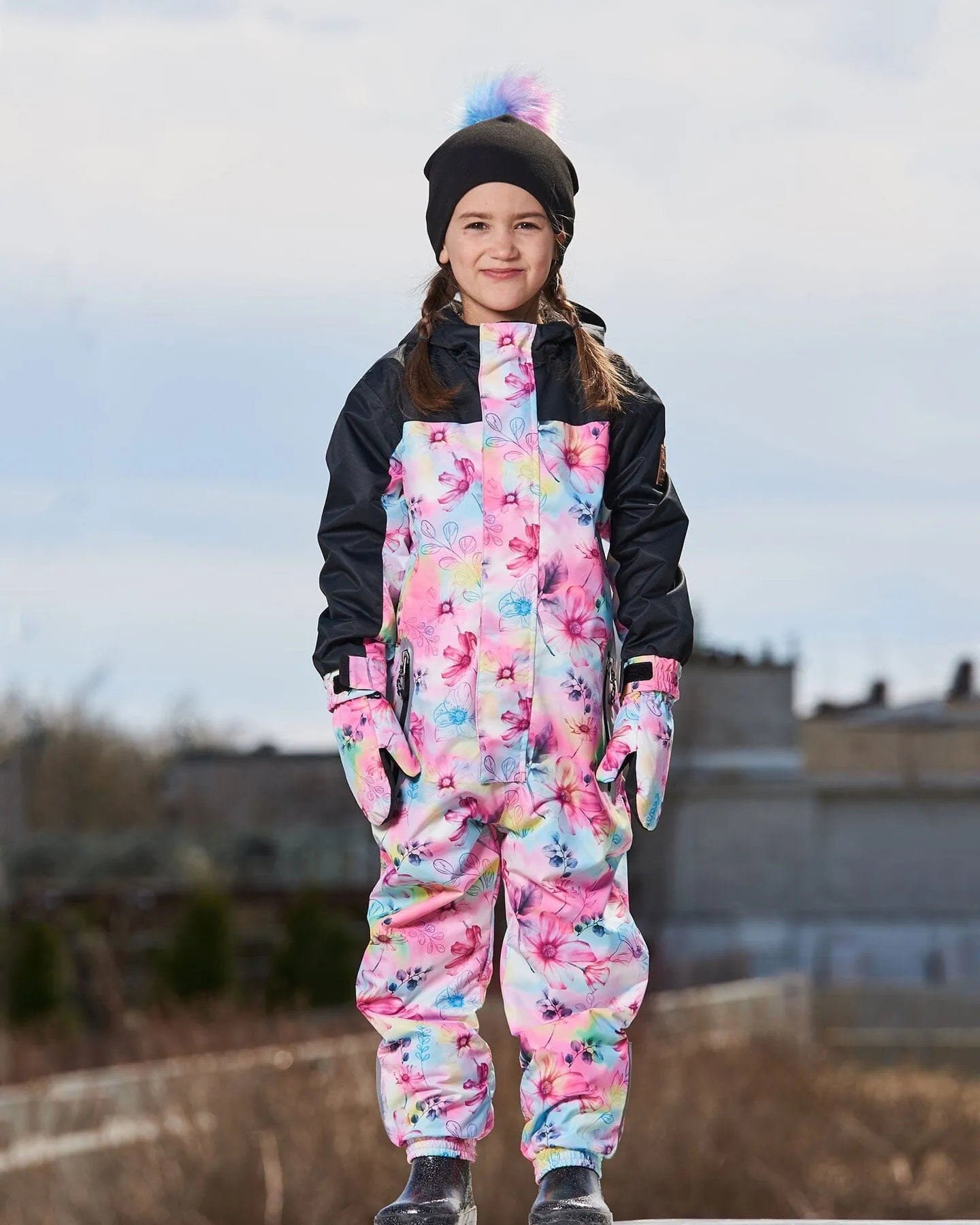 Printed Mid-Season One-Piece Outerwear Butterflies On Multicolored And Black Background