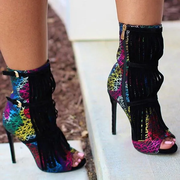 Purpdrank - Tassel Zipper Fashion High Heels