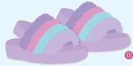Purple, Pink & Blue Furry Slippers