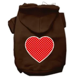 Red Swiss Dot Heart Screen Print Pet Hoodies Brown Size Sm (10)