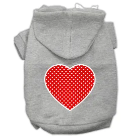 Red Swiss Dot Heart Screen Print Pet Hoodies Grey Size Sm (10)